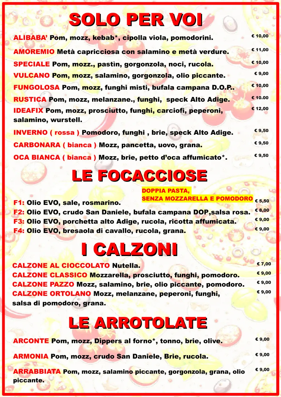 Listino online : Listino pizzaidea Pizzaidea Ceggia